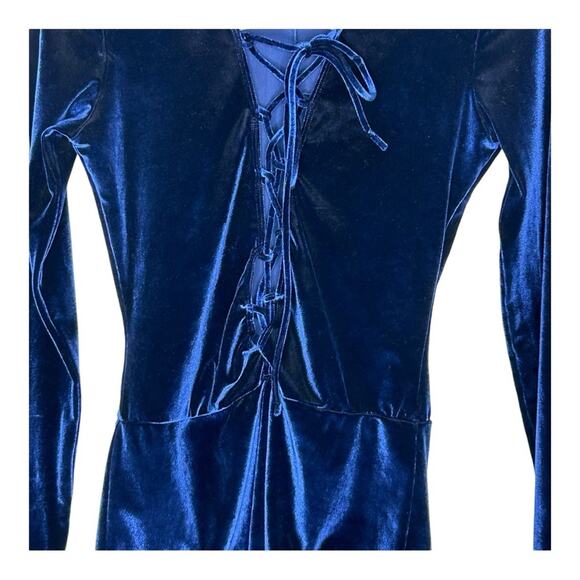 Reformation Blue Velvet Avalon Bodysuit Small - Picture 4 of 6